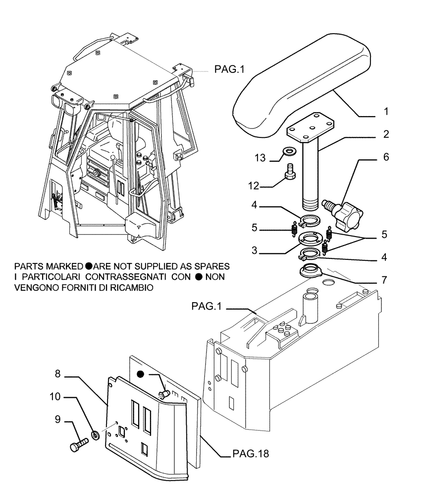 Схема запчастей Case 1850K LT - (9.653[20]) - ROPS CAB - OPTIONAL CODE 76078133 (19) - OPTIONS