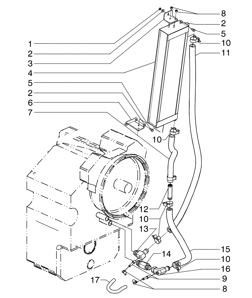 Схема запчастей Case 885B AWD - (06-09[01]) - TRANSMISSION OIL COOLER (06) - POWER TRAIN