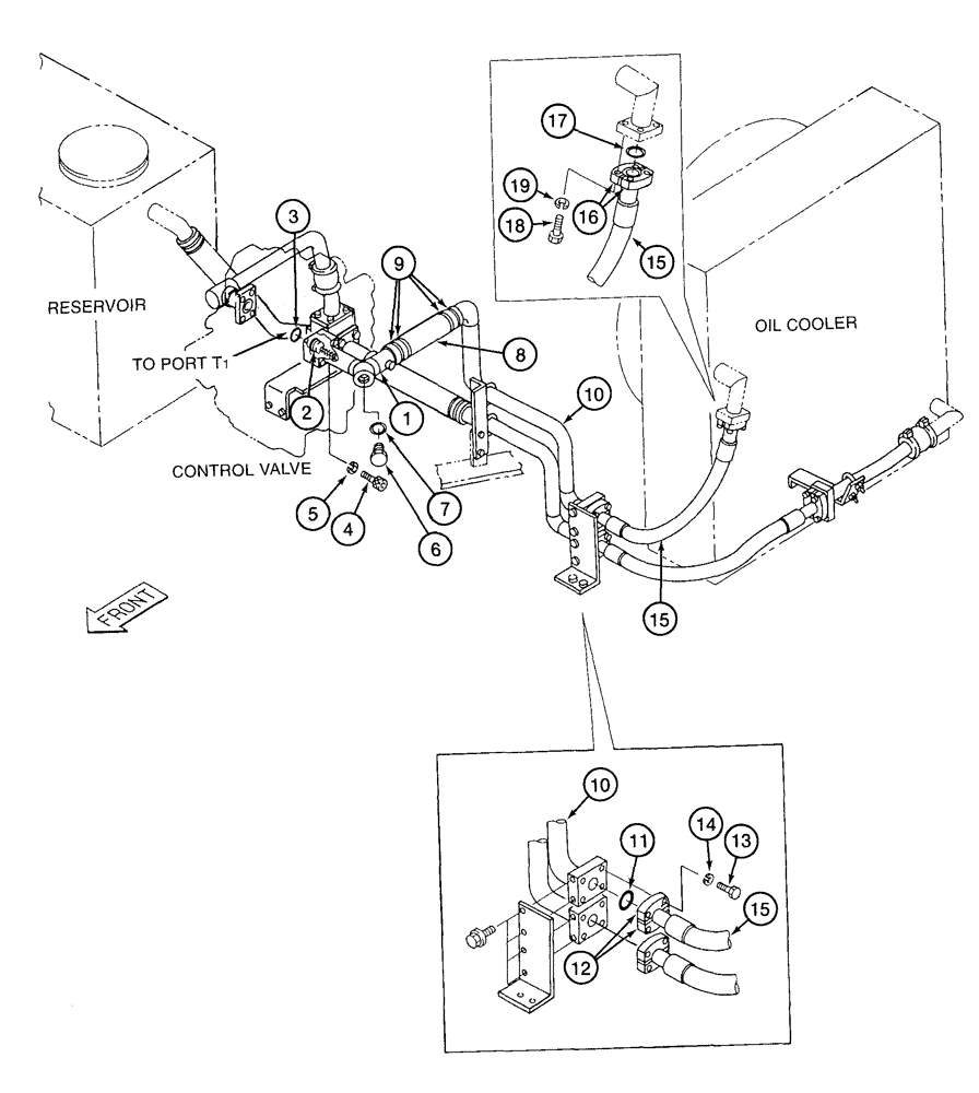 Схема запчастей Case 9050B - (8-014) - OIL COOLER SUPPLY LINE (08) - HYDRAULICS