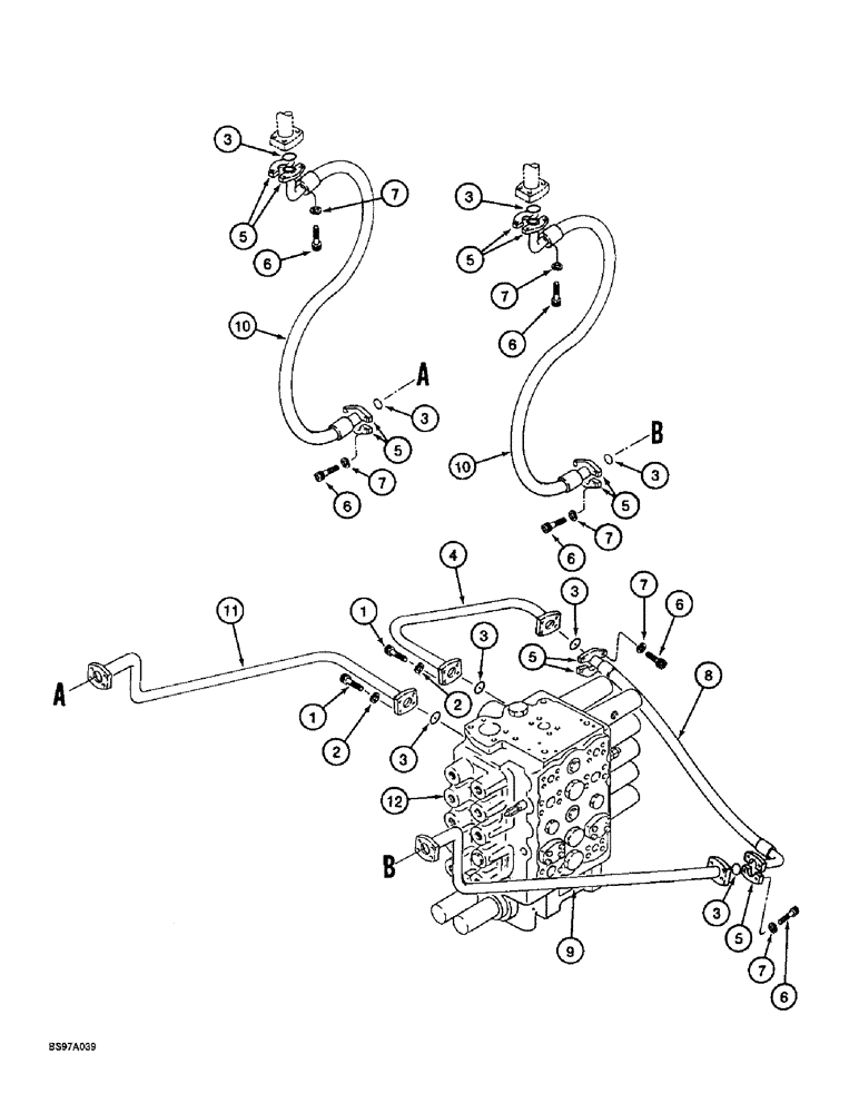 Схема запчастей Case 9060B - (8-100) - AUXILIARY EQUIPMENT - DOUBLE ACTION, BASIC HYDRAULICS (08) - HYDRAULICS