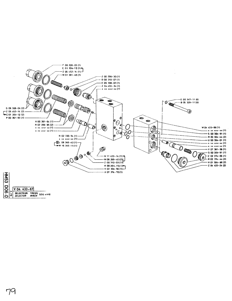 Схема запчастей Case SC150K - (079) - SELECTOR, WINCH 