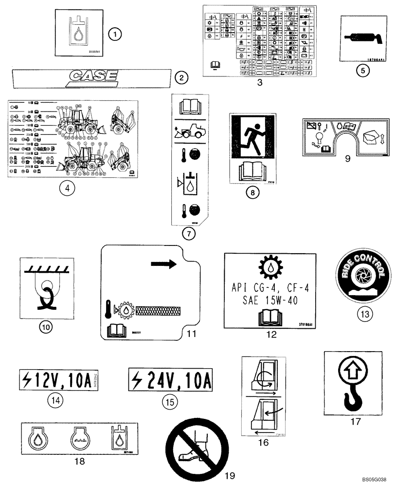 Схема запчастей Case 721D - (09-57) - DECALS - COMMON TO MODEL (09) - CHASSIS