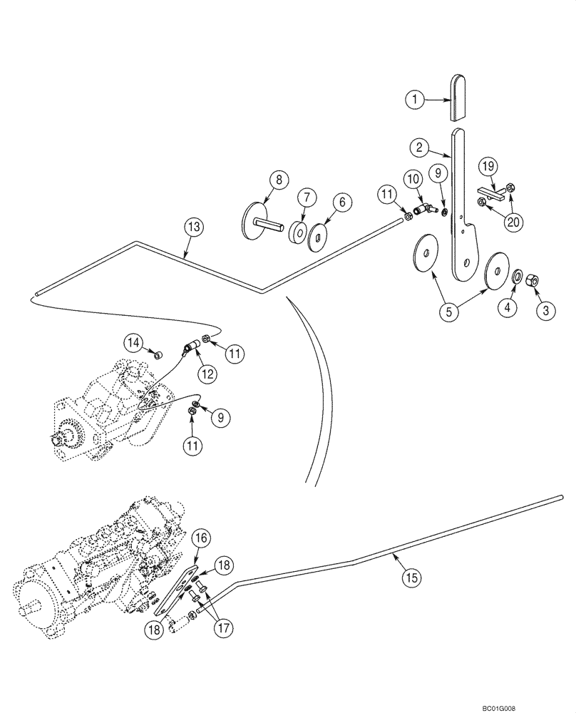 Схема запчастей Case 60XT - (03-03) - CONTROLS - THROTTLE (03) - FUEL SYSTEM