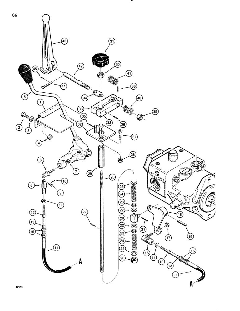 Схема запчастей Case SD100 - (066) - FWD. AND REV. CONTORLS WITH NEUTRAL CENTERING, USED ON 30+4 BEFORE S/N 4790 AND 40+4 BEFORE S/N 3600 (29) - HYDROSTATIC DRIVE