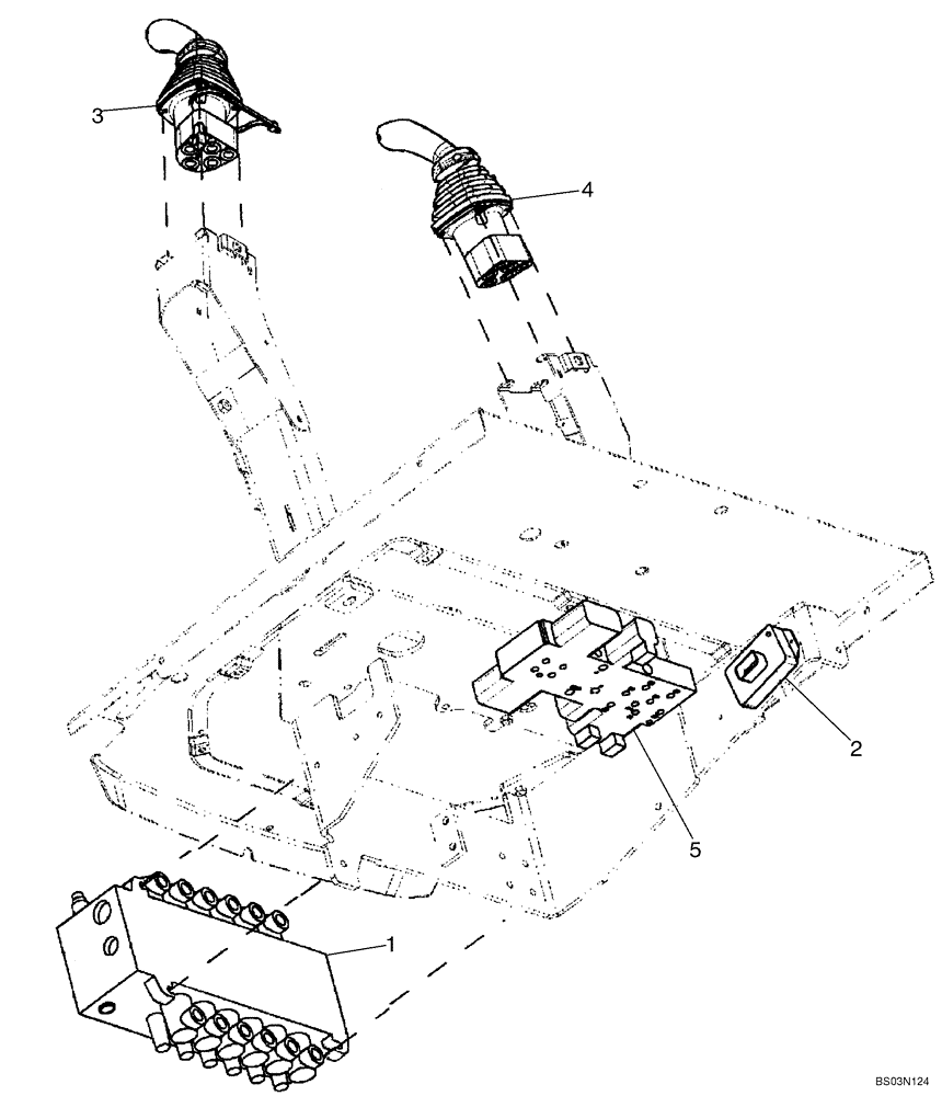 Схема запчастей Case 580SM - (08-15) - HYDRAULICS - VALVE, PILOT CONTROL AND JOYSTICKS (6 SPOOL, W/O EXT DIPPER, W/O AUX HYDS) (08) - HYDRAULICS