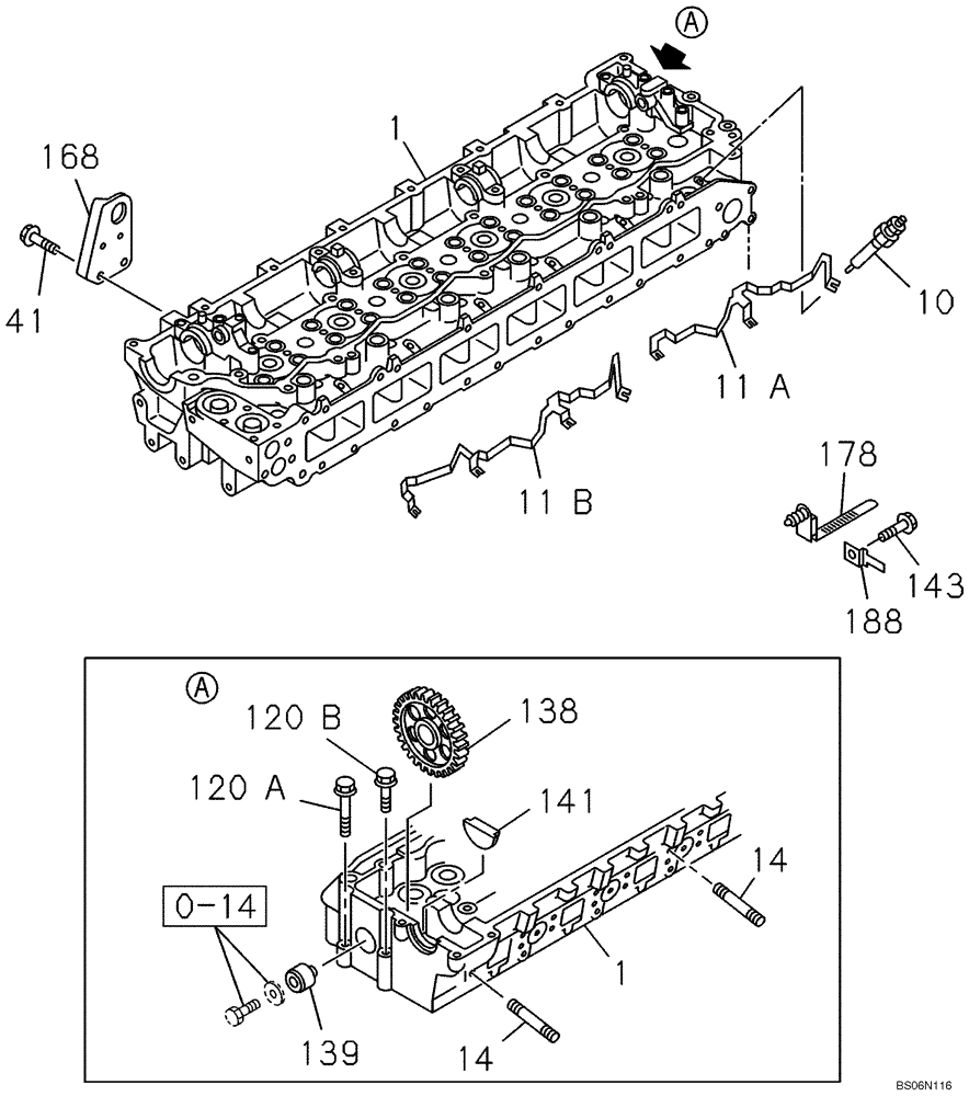 Схема запчастей Case CX290B - (02-11) - CYLINDER HEAD (02) - ENGINE