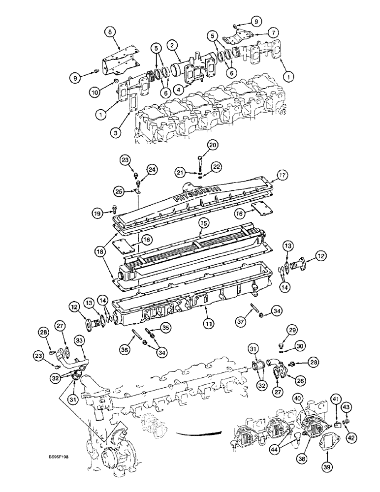 Схема запчастей Case 9060B - (2-18) - EXHAUST MANIFOLDS & INTERCOOLR, 6D22-TC ENGINE (02) - ENGINE