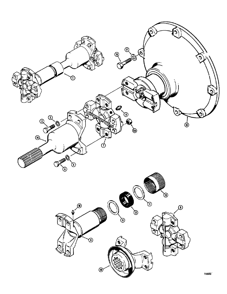 Схема запчастей Case 400C - (124) - POWERSHIFT TRANSMISSION, TRANSMISSION DRIVE SHAFT (06) - POWER TRAIN