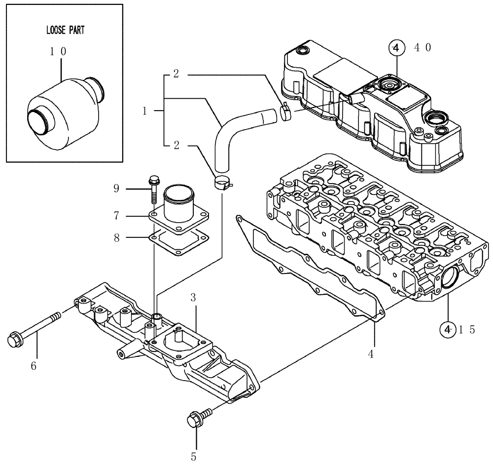 Схема запчастей Case CX50B - (4TNV88-BXYB-10[1]) - SUCTION MANIFOLD (10) - ENGINE