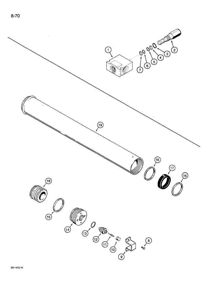 Схема запчастей Case 621 - (8-70) - PRESSURE REDUCING VALVE AND ACCUMULATOR, PRESSURE REDUCING VALVE (08) - HYDRAULICS