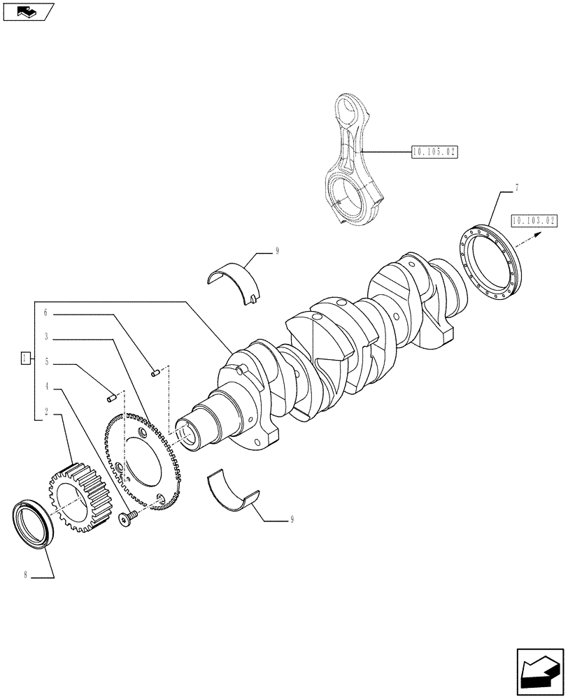 Схема запчастей Case SR220 - (10.103.01) - CRANKSHAFT (504178873) (10) - ENGINE