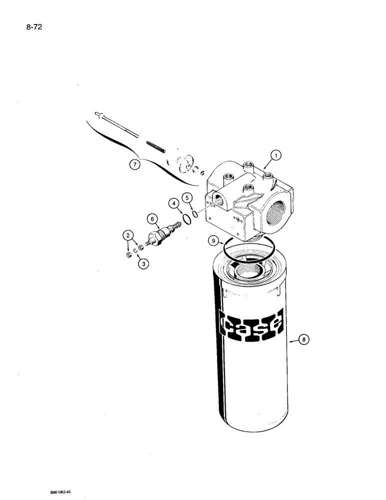 Схема запчастей Case 360 - (8-72) - HYDRAULIC SUCTION FILTER (08) - HYDRAULICS