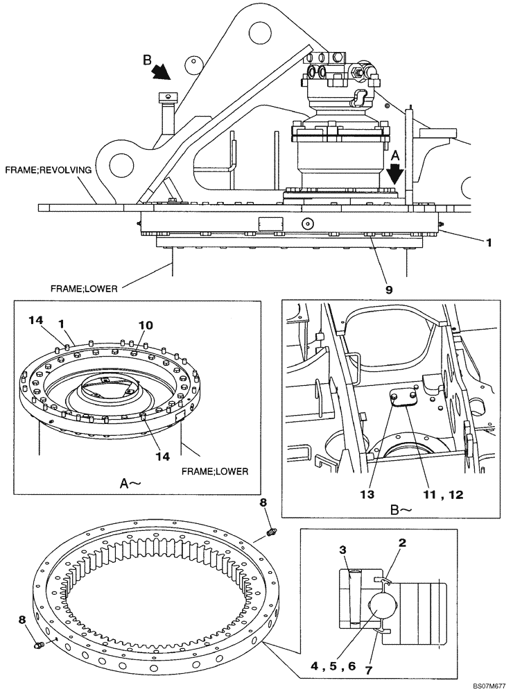 Схема запчастей Case CX75SR - (09-01) - TURNTABLE BEARING (09) - CHASSIS/ATTACHMENTS