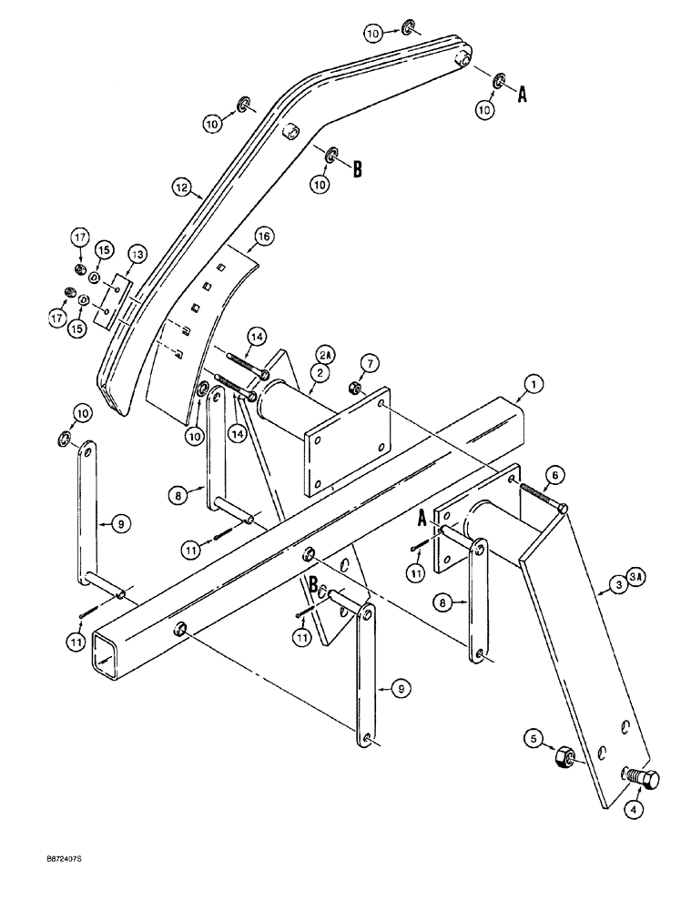 Схема запчастей Case 760 - (09-094) - CRUMBER, DIGGING CHAIN GUARD, AND MOUNTING, MODELS WITH LONG CRUMBER BLADE BRACKET, ITEM 12 (89) - TOOLS