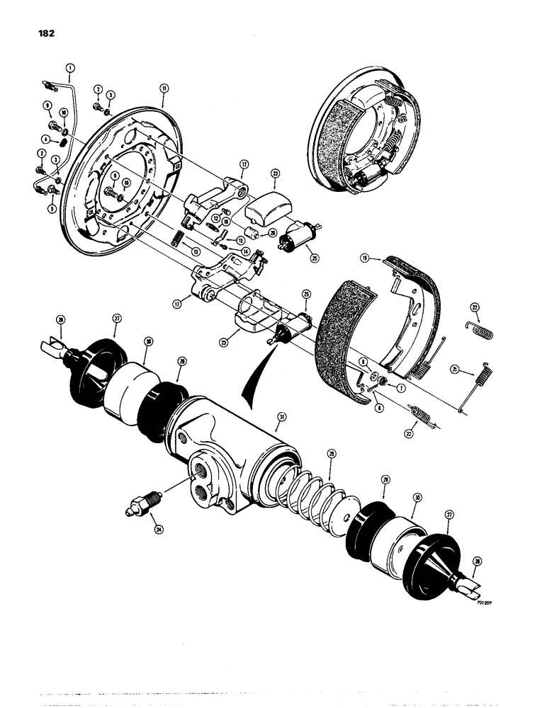 Схема запчастей Case W24B - (182) - FRONT AND REAR AXLE BRAKES (06) - POWER TRAIN