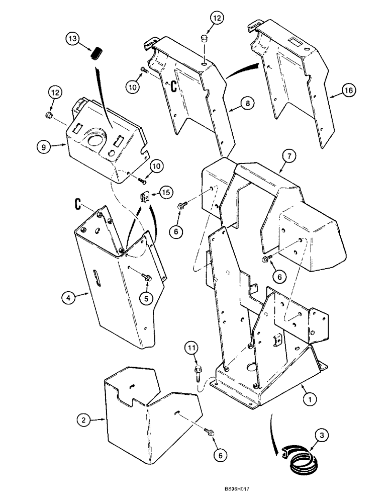 Схема запчастей Case 821B - (9-064) - PEDESTAL AND COVERS, PEDESTAL WITH TAN COVERS (09) - CHASSIS/ATTACHMENTS