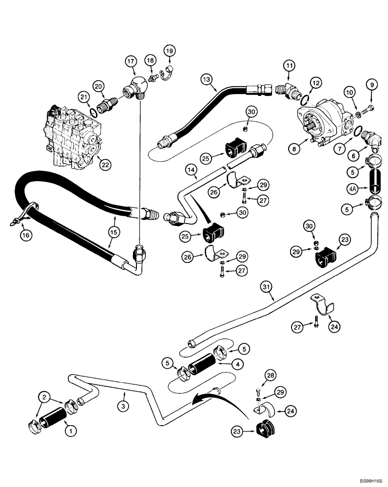 Схема запчастей Case 550H-IND - (08-02) - HYDRAULICS, EQUIPMENT, RESERVOIR TO PUMP AND CONTROL VALVE (08) - HYDRAULICS