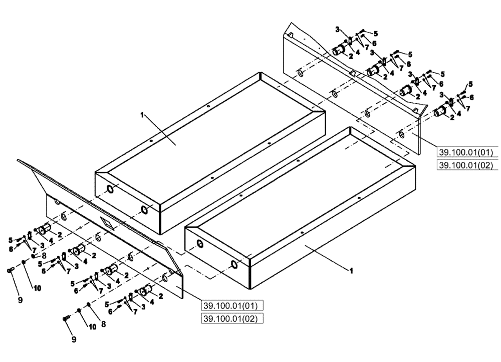 Схема запчастей Case PT240 - (39.100.01[06]) - BALLAST (39) - FRAMES AND BALLASTING