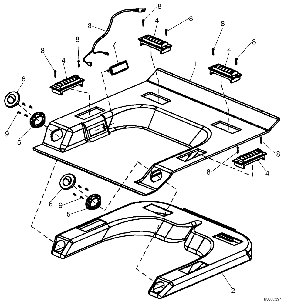 Схема запчастей Case 420 - (09-34) - HEATER AND AIR CONDITIONING - HEADLINER (09) - CHASSIS