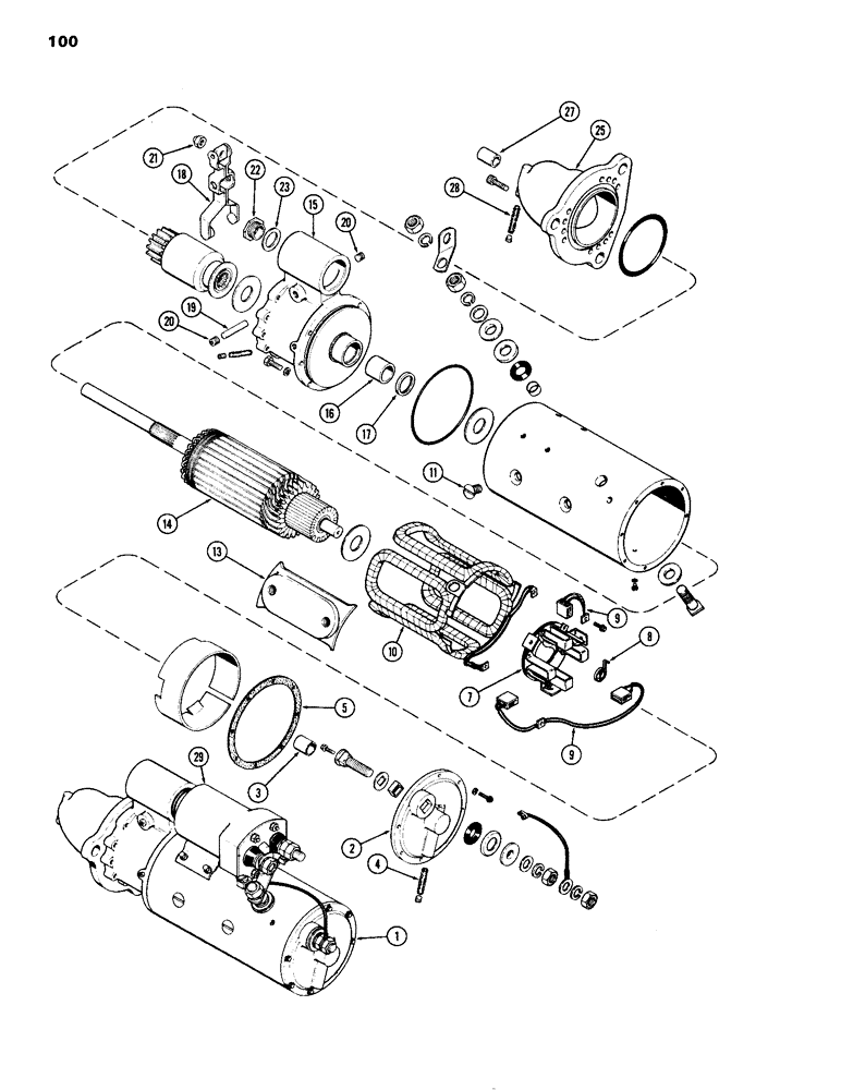 Схема запчастей Case 1150B - (100) - R37343 STARTER, PRESTOLITE NO. MES64066 (06) - ELECTRICAL SYSTEMS