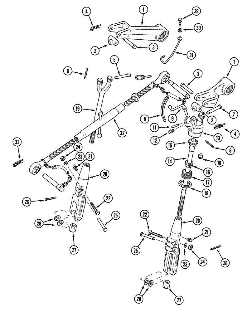 Схема запчастей Case 380B - (9-34) - THREE POINT LOWER HITCH (09) - CHASSIS