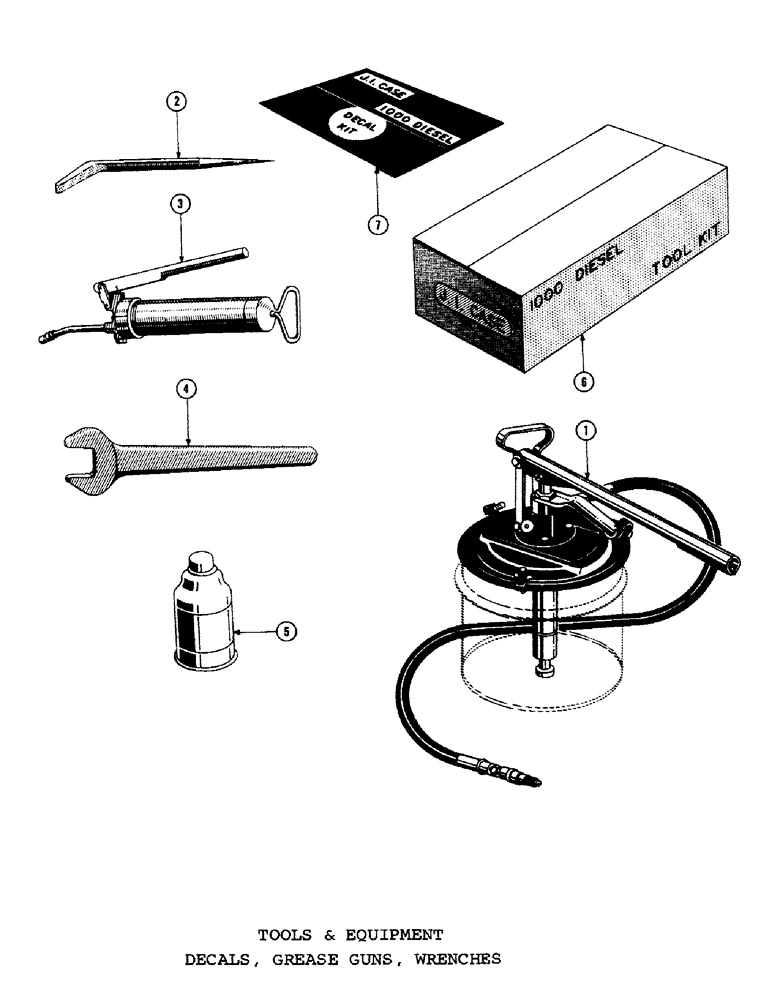 Схема запчастей Case 1000C - (184) - TOOLS AND EQUIPMENT, DECAL, GREASE GUNS, WRENCHES (05) - UPPERSTRUCTURE CHASSIS