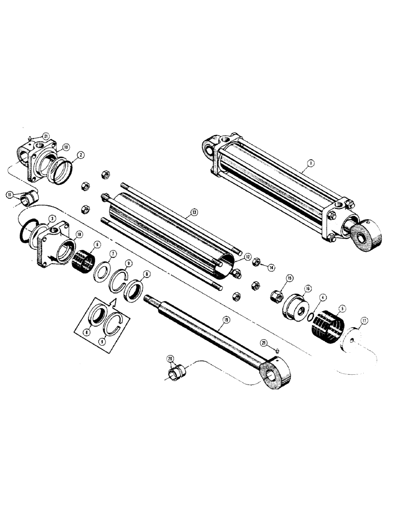 Схема запчастей Case 310 - (124) - D23808 LOADER BUCKET HYDRAULIC CYLINDER (07) - HYDRAULIC SYSTEM