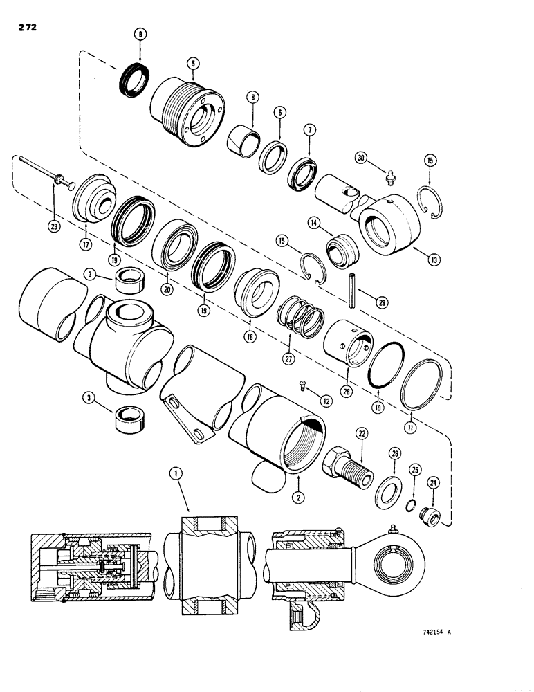 Схема запчастей Case 1150B - (272) - G33934 AND G33935 DOZER LIFT CYLINDERS, TILT DOZER, GLAND IS STAMPED W/ CYLINDER PART NUMBER (07) - HYDRAULIC SYSTEM