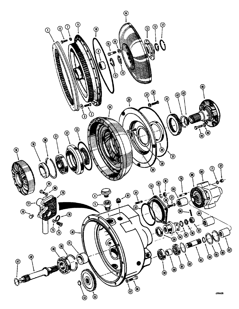 Схема запчастей Case W8B - (158) - TORQUE CONVERTER (03) - TRANSMISSION