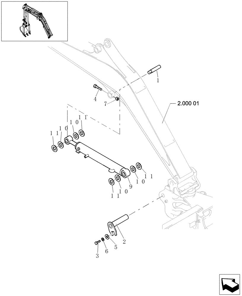 Схема запчастей Case CX20B - (2.010[02]) - BOOM CYLINDER ASSEMBLY (CANOPY) (84) - BOOMS, DIPPERS & BUCKETS