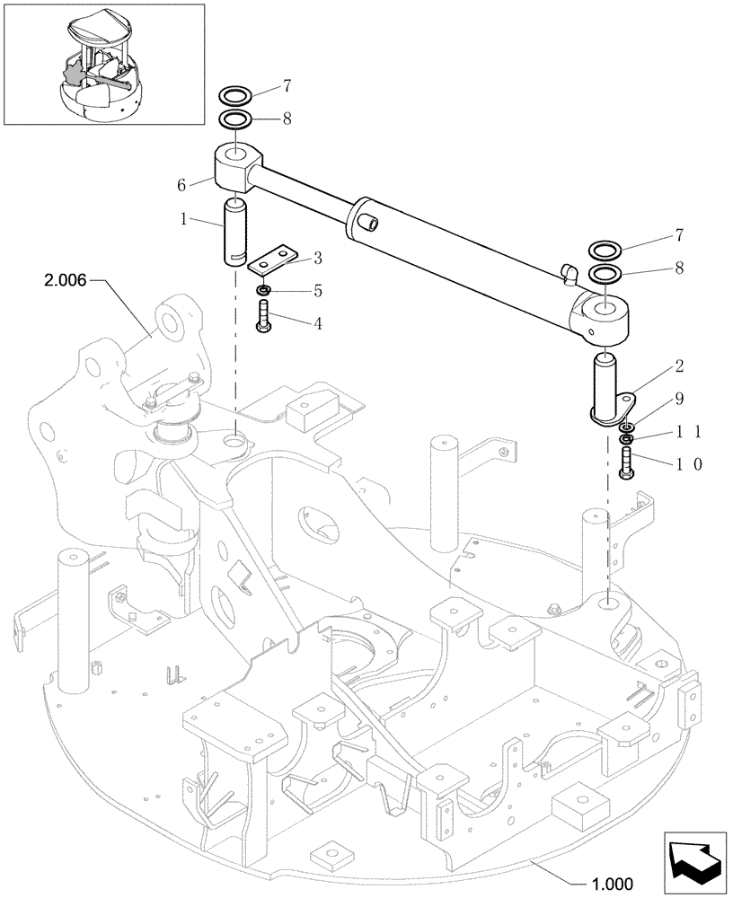 Схема запчастей Case CX27B - (1.035[01]) - CYLINDER SWING INSTAL (01) - Section 1