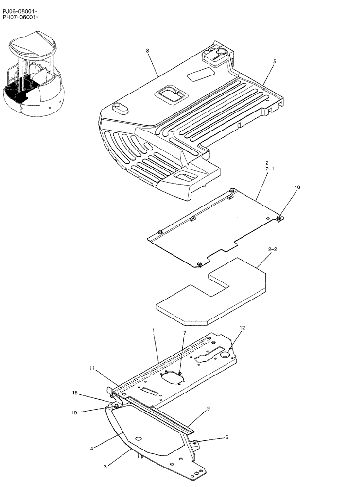 Схема запчастей Case CX50B - (01-048) - PLATE GROUP, CONTROL (CANOPY) (PH03M00080F1) (05) - SUPERSTRUCTURE