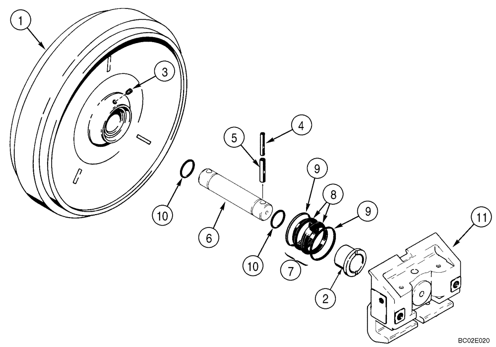 Схема запчастей Case 850K - (05-06) - IDLER WHEEL 750K 850K (11) - TRACKS/STEERING