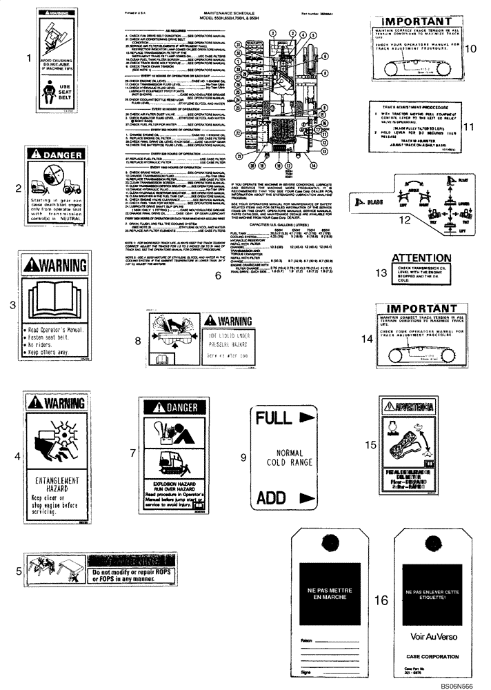 Схема запчастей Case 1150H - (09-40) - DECALS - LATIN AMERICAN SPANISH, CANADIAN FRENCH (09) - CHASSIS