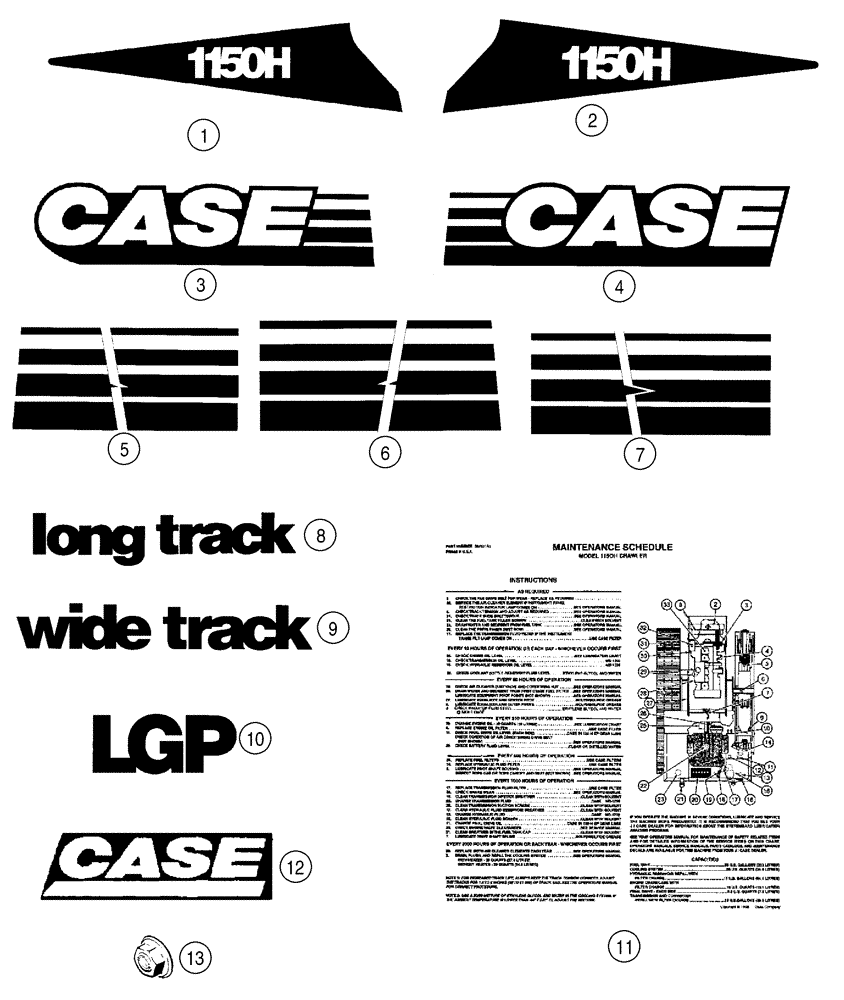 Схема запчастей Case 1150H - (09-37) - DECALS (09) - CHASSIS