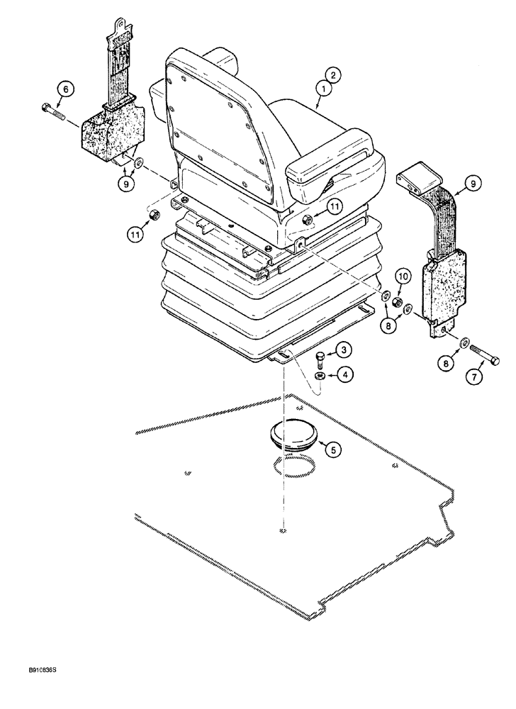 Схема запчастей Case 921 - (9-032) - SEAT, MOUNTING PARTS AND SEAT BELT (09) - CHASSIS/ATTACHMENTS