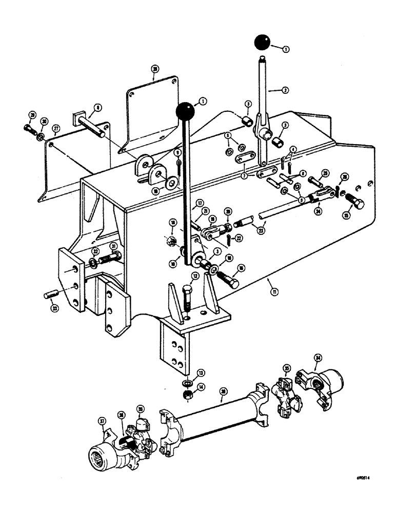 Схема запчастей Case 300 - (064) - "U" JOINT HOUSING AND "U" JOINT, TRACTOR SERIAL NO. 5770 AND AFTER (03) - TRANSMISSION