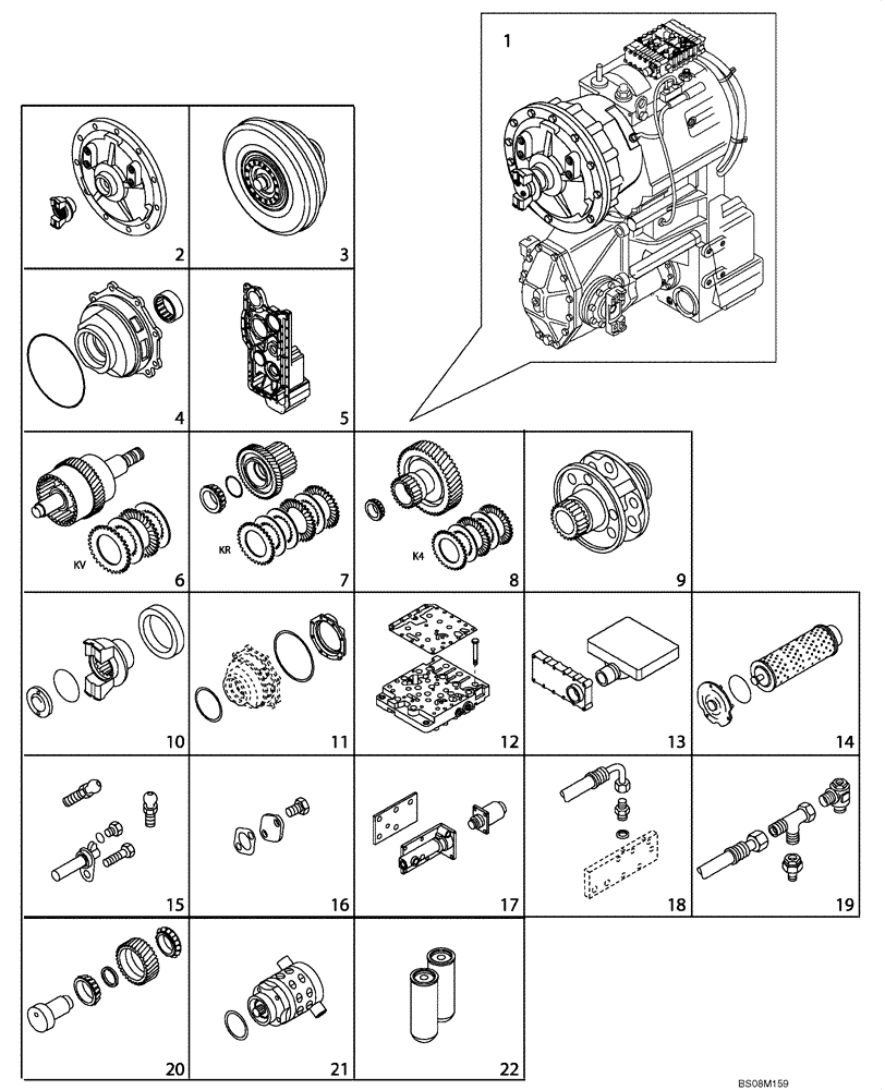 Схема запчастей Case 330B - (18A00000063[001]) - SECTION INDEX, TRANSMISSION ASSY (89500433730) (P.I.N. HHD0330BN7PG57000 AND AFTER) (03) - Converter / Transmission