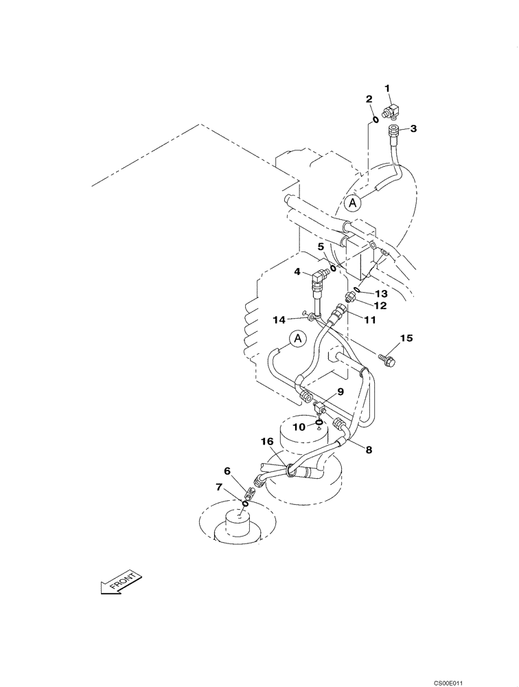 Схема запчастей Case CX130 - (08-015) - HYDRAULICS - DRAIN LINE - MODELS WITHOUT LOAD HOLD (DAC0713099 - DAC0713245) (08) - HYDRAULICS