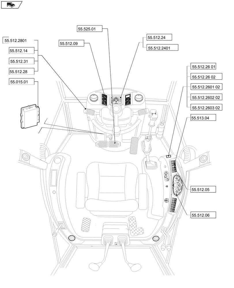 Схема запчастей Case 590SN - (00.000.55[04]) - PICTORIAL INDEX - ELECTRICAL SYSTEM (00) - GENERAL & PICTORIAL INDEX