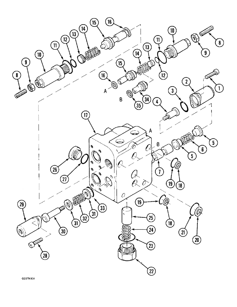 Схема запчастей Case 170C - (8-118) - SWING AND DRIVE CONTROL VALVE, SWING CONTROL VALVE SECTION (08) - HYDRAULICS