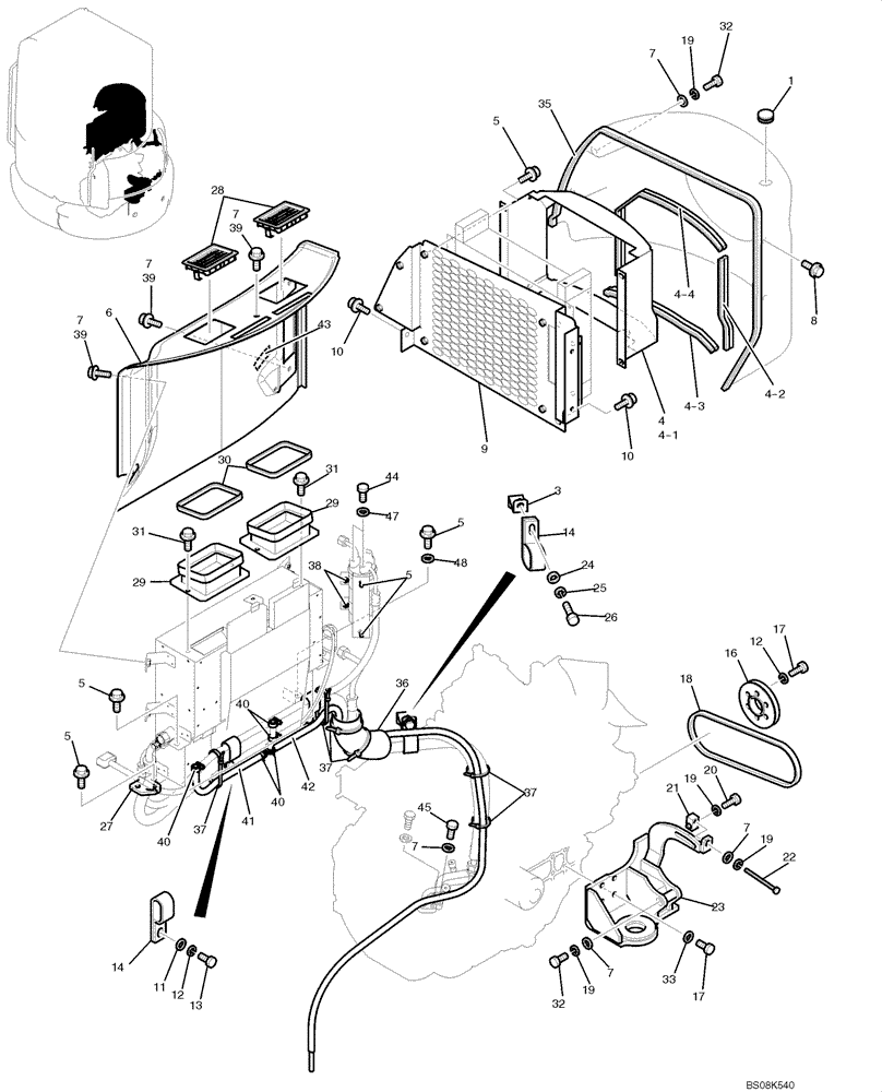 Схема запчастей Case CX50B - (05-020) - COOLER ASSY (PH20M00024F1) OPTIONAL PARTS