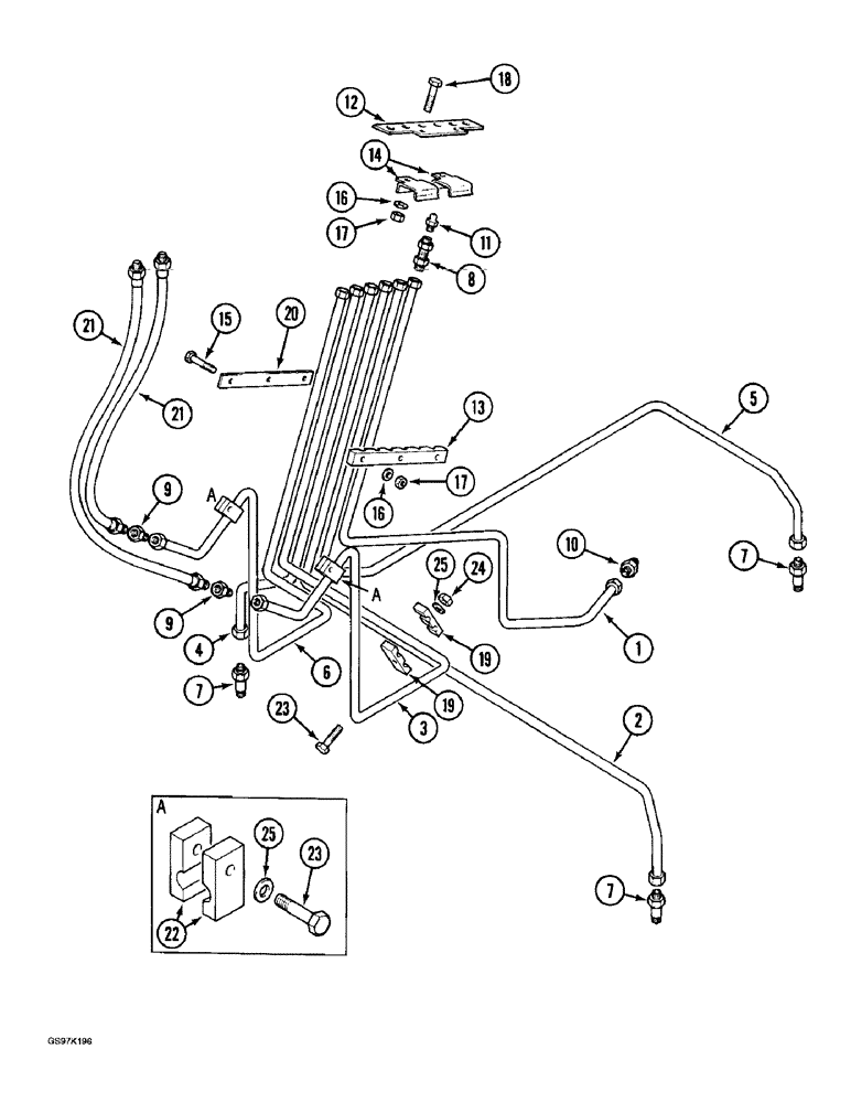 Схема запчастей Case 888 - (8H-04) - LUBRICATION LINES, P.I.N. 15636 AND AFTER, P.I.N. 106810 AND AFTER (08) - HYDRAULICS