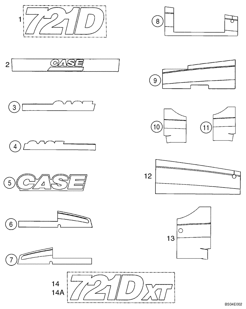 Схема запчастей Case 721D - (09-54) - DECALS - MODEL (09) - CHASSIS