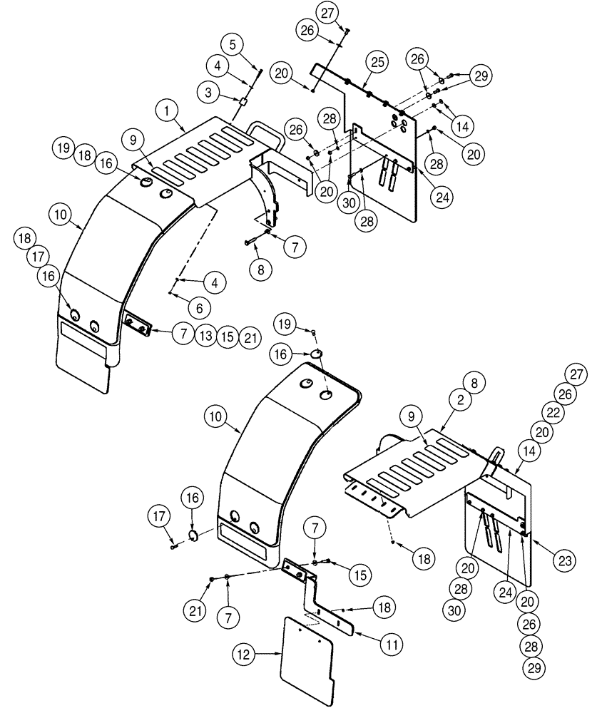 Схема запчастей Case 521D - (09-18) - FENDERS, REAR (09) - CHASSIS