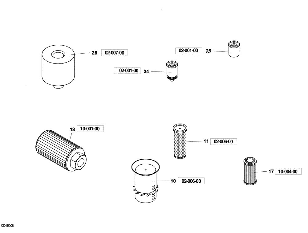 Схема запчастей Case SV208 - (01-001-00[01]) - QUICK REFERENCE TO FREQUENTLY ORDERED PARTS (00) - PICTORIAL INDEX