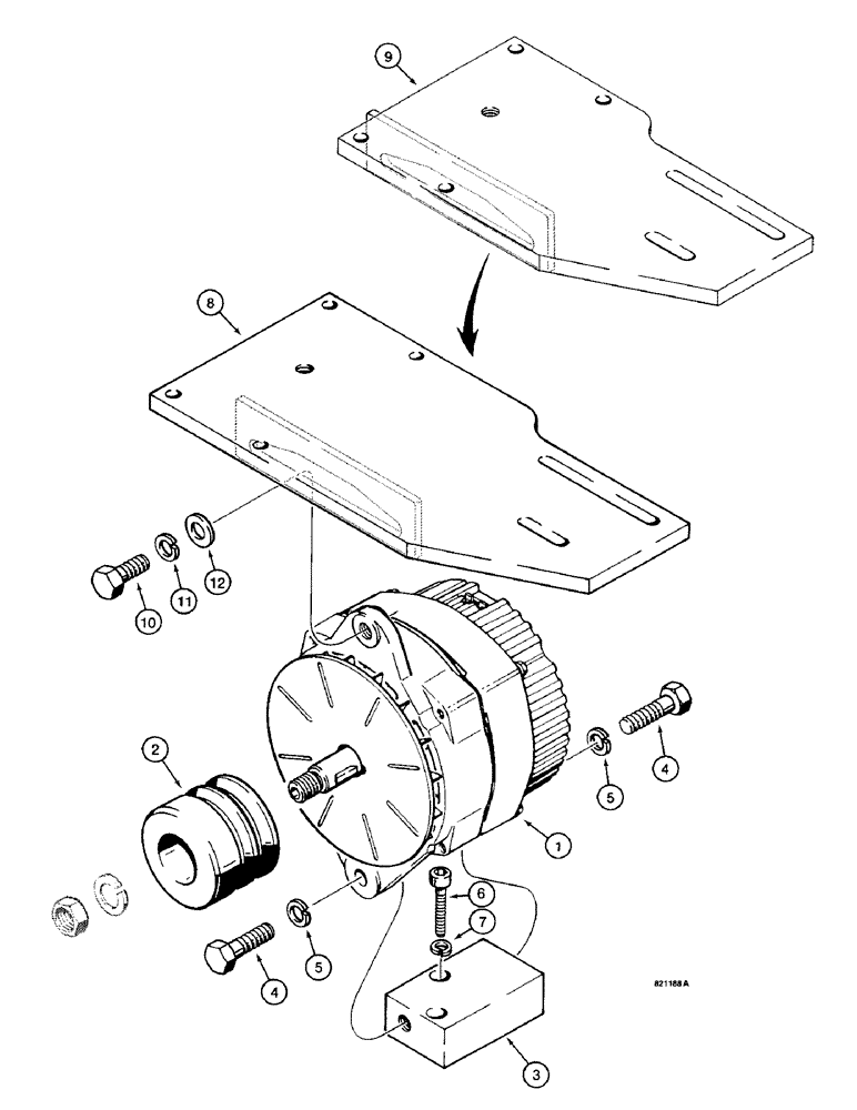 Схема запчастей Case W14 - (170) - 65 AMP ALTERNATOR AND MOUNTING PARTS (04) - ELECTRICAL SYSTEMS