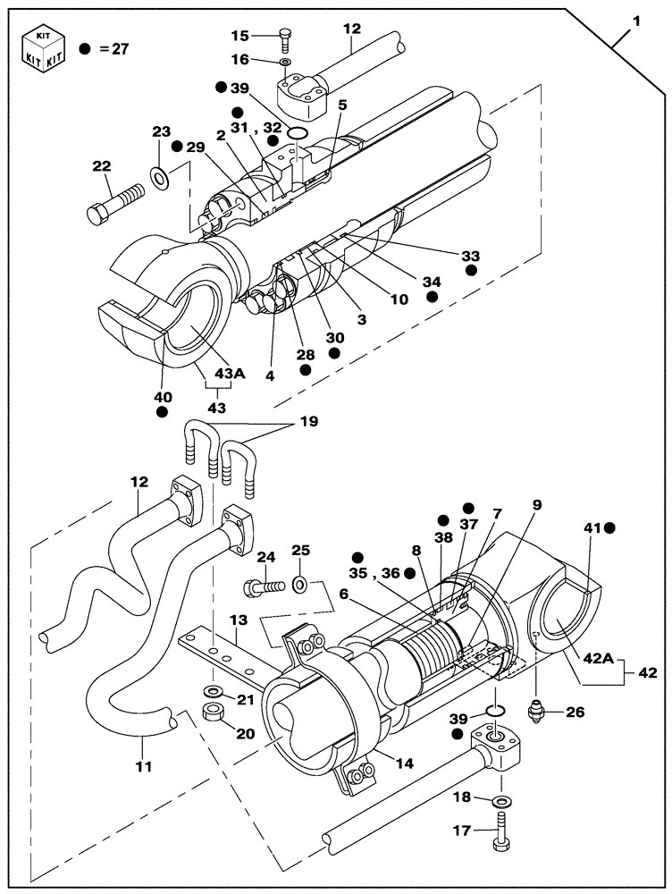 Схема запчастей Case CX350C - (08-058[01]) - BOOM CYLINDER - LEFT - WITHOUT SAFETY VALVE (08) - HYDRAULICS