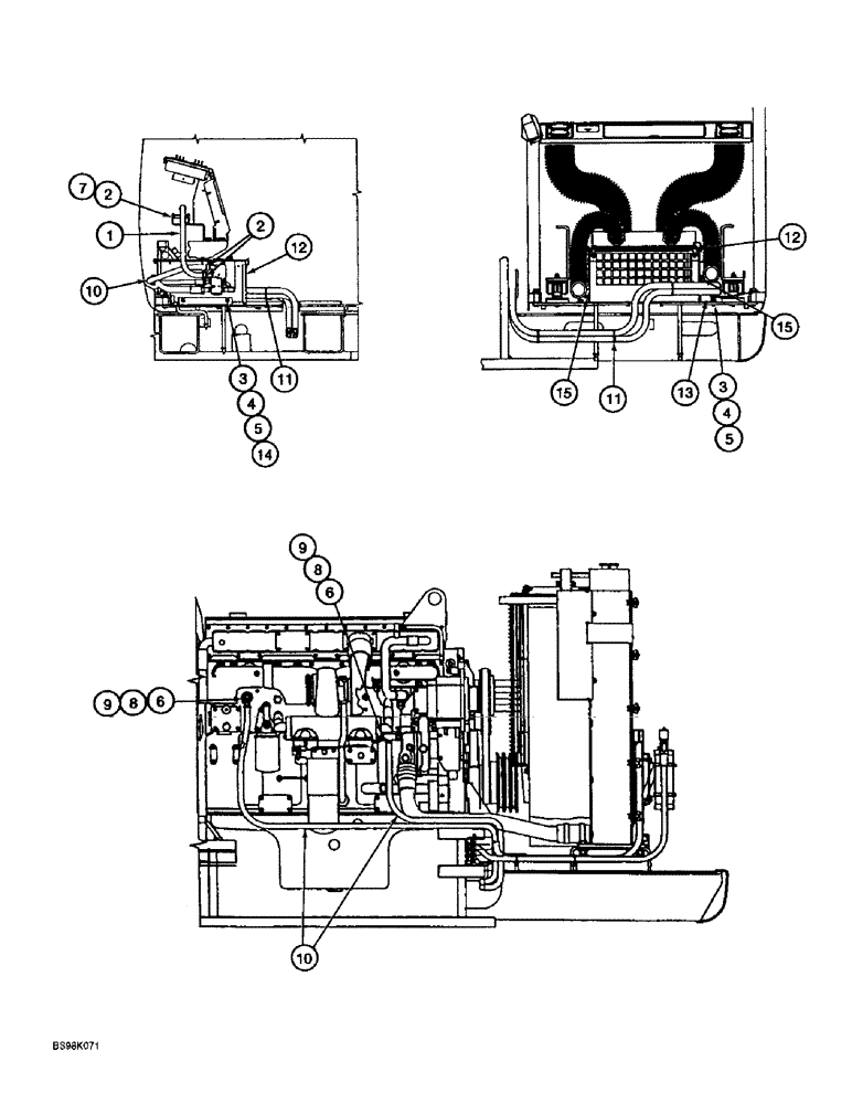 Схема запчастей Case 9060B - (9-071C) - HEATER LINES, MODELS WITH AIR CONDITIONING, P.I.N. EAC0601032 AND AFTER (09) - CHASSIS