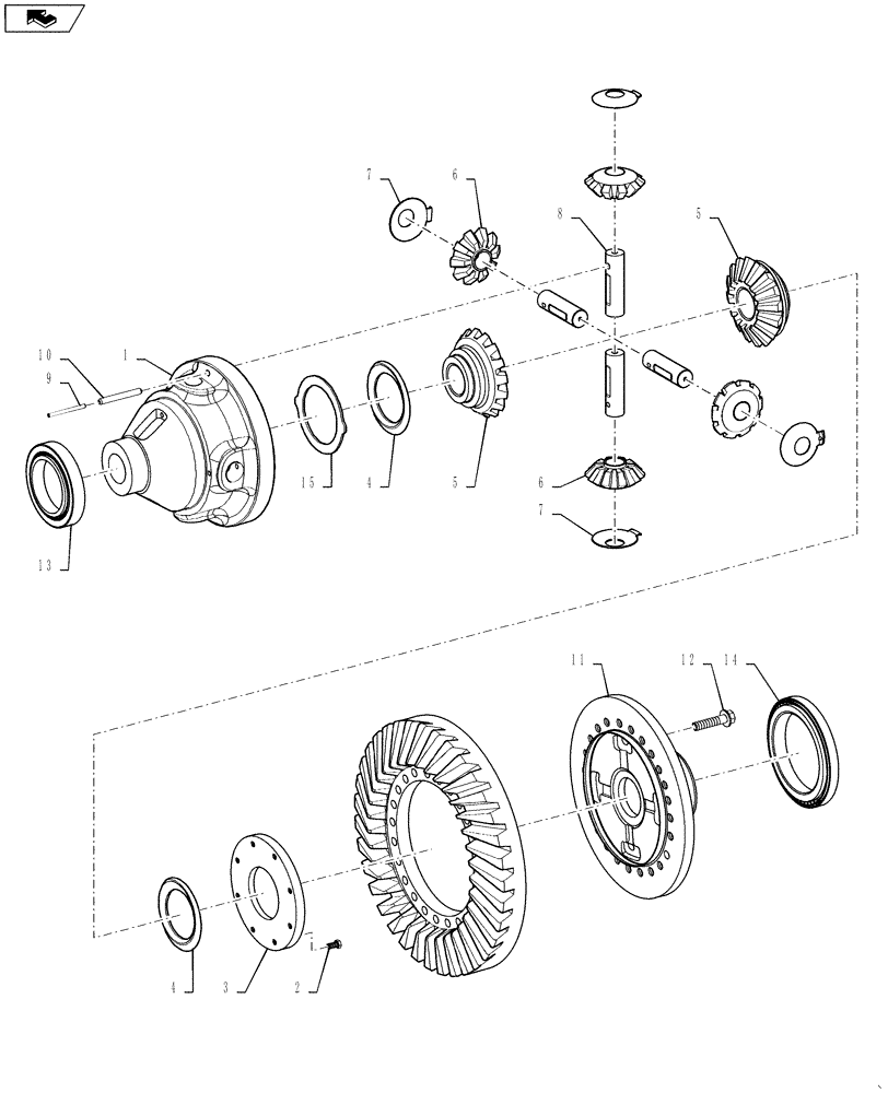 Схема запчастей Case 1121F - (25.102.01) - DIFFERENTIAL, FRONT AND REAR, OPEN AND LOCK AXLE (25) - FRONT AXLE SYSTEM